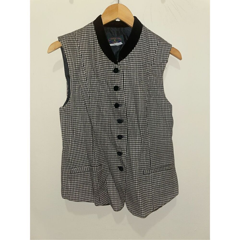 Vintage charter club classic gingham black white sleeveless vest